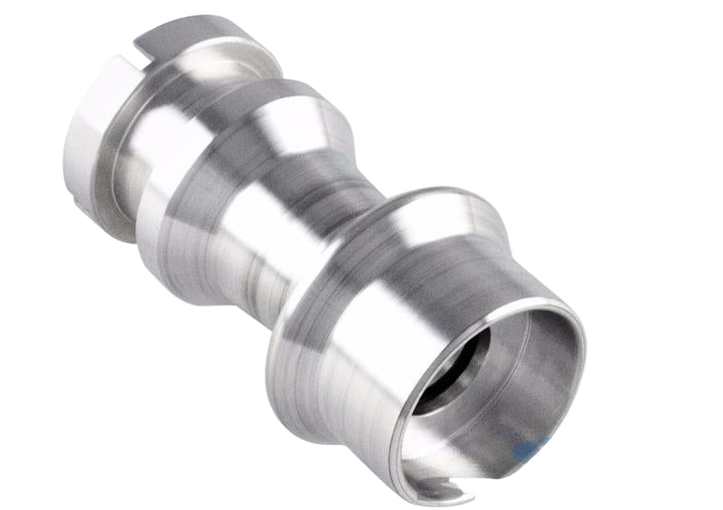 Steeda silver-colored reverse lock-out collar for the Ford S550 Mustang, featuring a brushed aluminium finish.