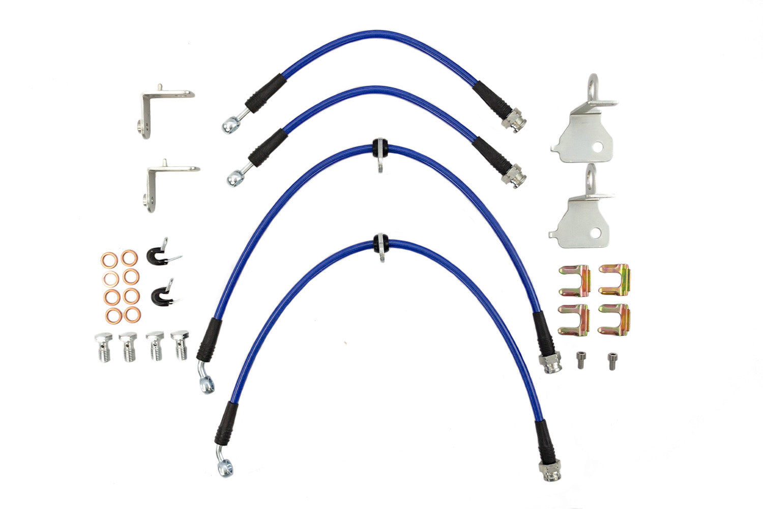 Steeda S197 Mustang Manguera trenzada de acero inoxidable Líneas de freno delanteras y traseras (2005-2014)