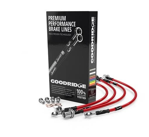 Ford Focus RS mk3 2.3L Stainless Steel braided Brake lines by Goodridge Red finish