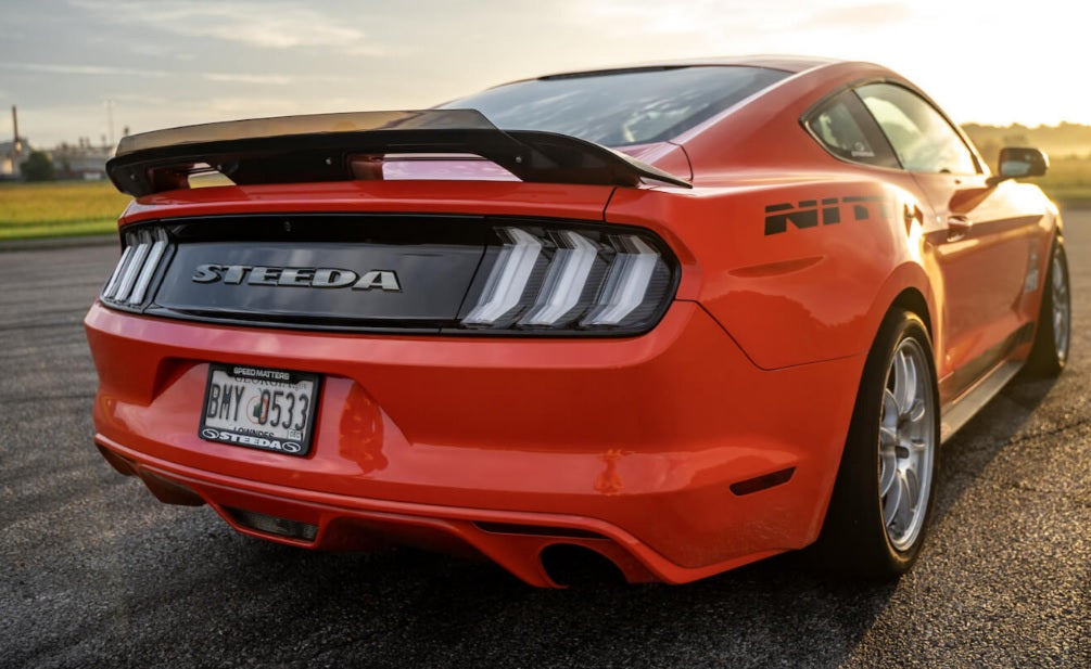 Mustang S550 - GT500 Style Rear Spoiler with Tinted Wicker Bill - Gloss Black