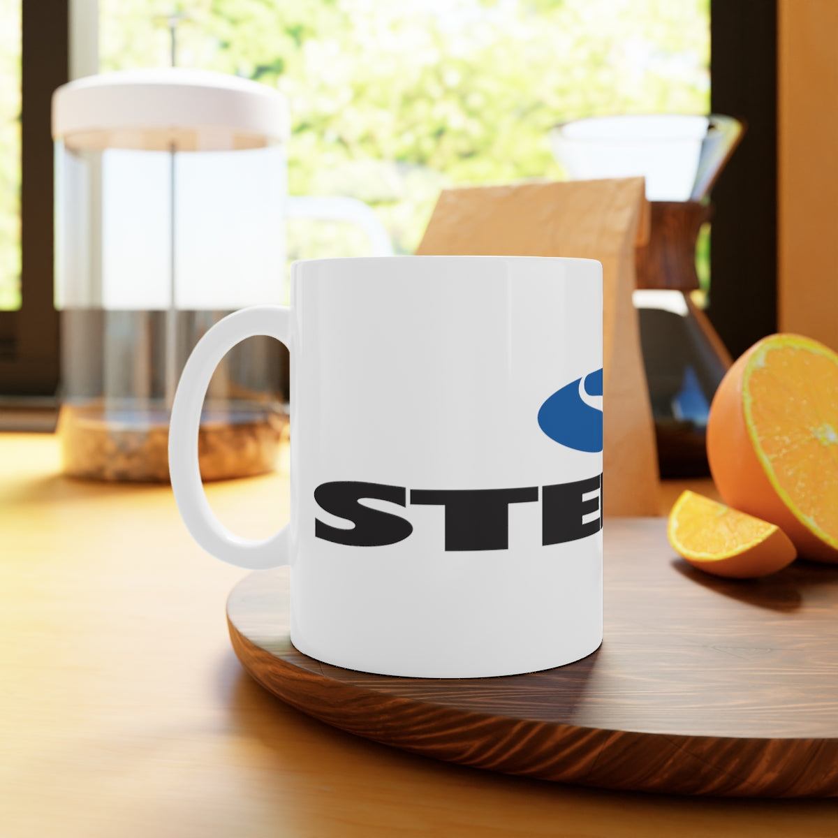 Steeda Logo Taza de cerámica blanca, 11 oz y 15 oz