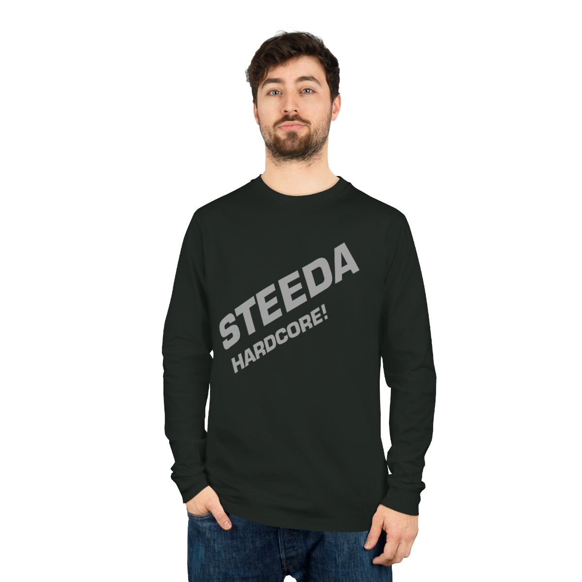 Steeda Unisex "Hardcore!" Long Sleeve T Shirt - Black / Navy